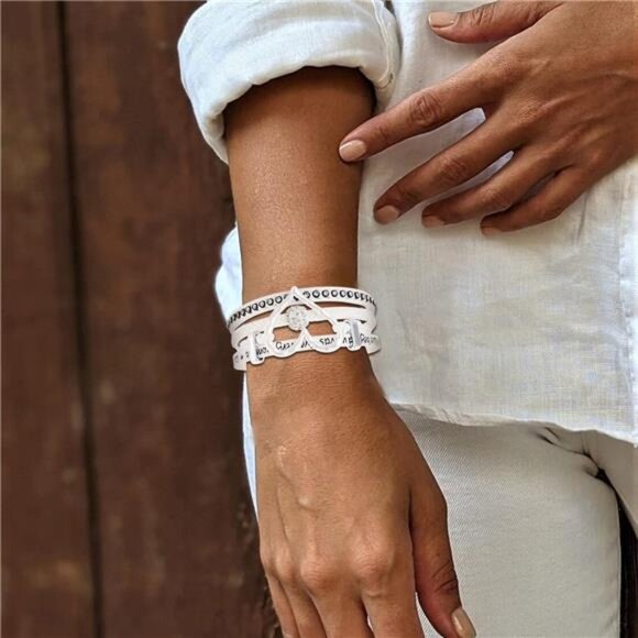 Boho Wrap Bracelets for Women Layered Leather Cuff Bangle Beaded Bra - Picture 2 of 8